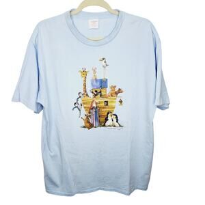 Vintage Noah's Ark Animal Graphic T Shirt XL Single Stitch 90s Cute Cottage core